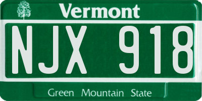 VT license plate NJX918