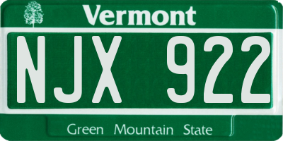 VT license plate NJX922