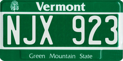 VT license plate NJX923