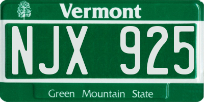 VT license plate NJX925