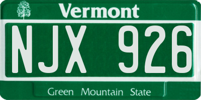 VT license plate NJX926