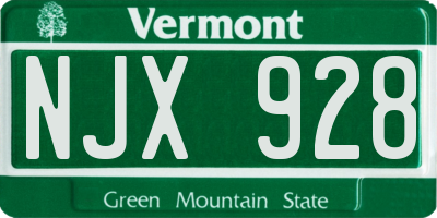 VT license plate NJX928