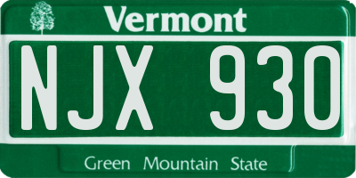 VT license plate NJX930