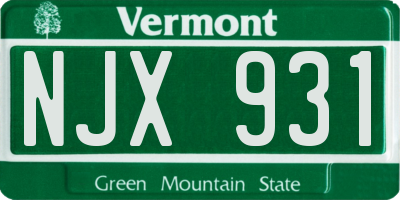 VT license plate NJX931