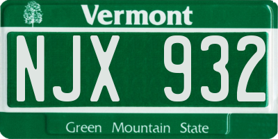 VT license plate NJX932