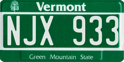 VT license plate NJX933