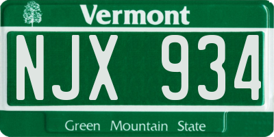 VT license plate NJX934
