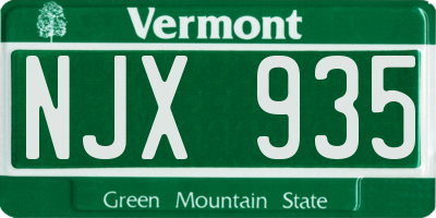 VT license plate NJX935