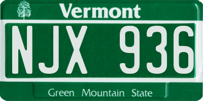 VT license plate NJX936