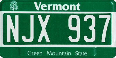 VT license plate NJX937
