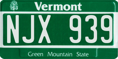 VT license plate NJX939