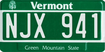 VT license plate NJX941
