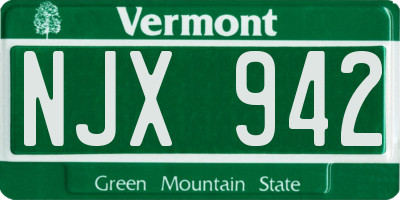 VT license plate NJX942