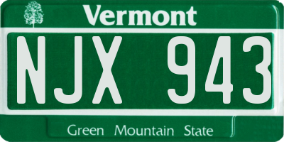 VT license plate NJX943