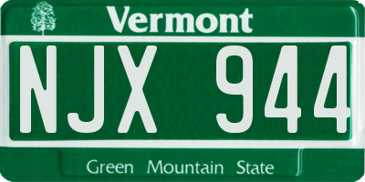VT license plate NJX944