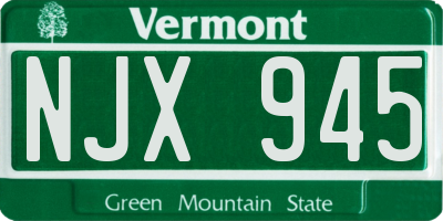 VT license plate NJX945