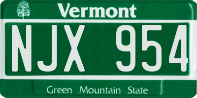 VT license plate NJX954