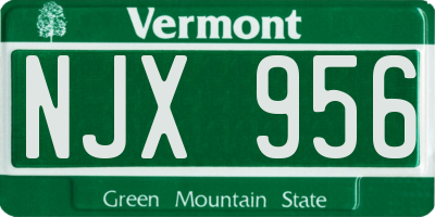 VT license plate NJX956