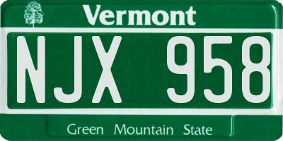 VT license plate NJX958