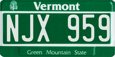 VT license plate NJX959