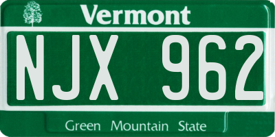VT license plate NJX962