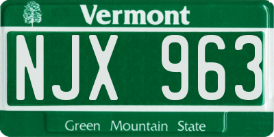 VT license plate NJX963