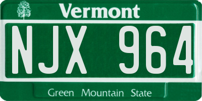 VT license plate NJX964