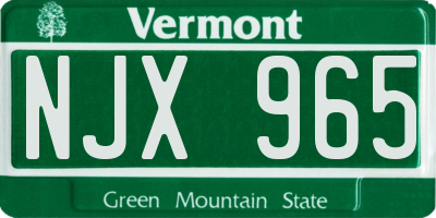 VT license plate NJX965