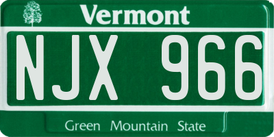 VT license plate NJX966
