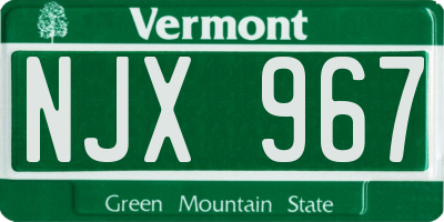VT license plate NJX967