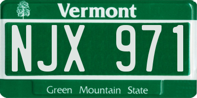 VT license plate NJX971