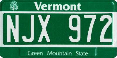 VT license plate NJX972