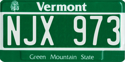 VT license plate NJX973