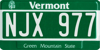 VT license plate NJX977