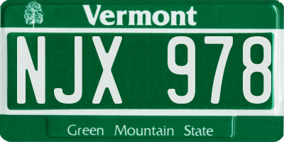 VT license plate NJX978