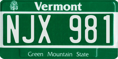 VT license plate NJX981