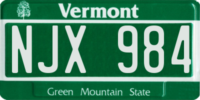 VT license plate NJX984