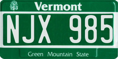 VT license plate NJX985