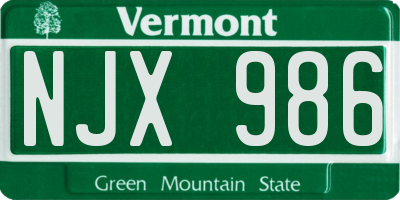 VT license plate NJX986