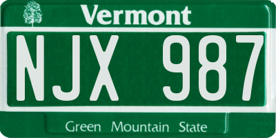 VT license plate NJX987