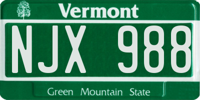 VT license plate NJX988