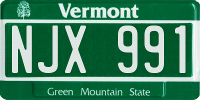VT license plate NJX991
