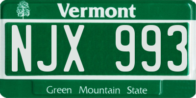 VT license plate NJX993