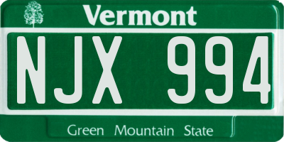 VT license plate NJX994
