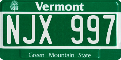 VT license plate NJX997