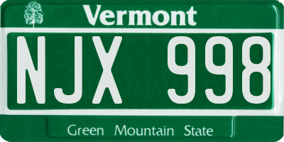 VT license plate NJX998