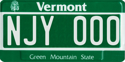 VT license plate NJY000