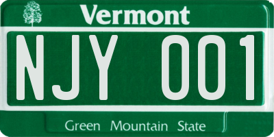 VT license plate NJY001