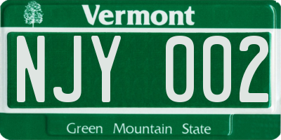 VT license plate NJY002