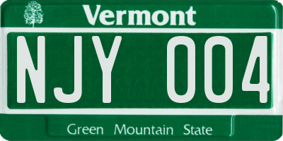 VT license plate NJY004